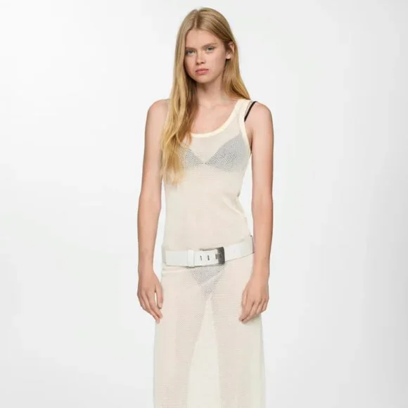 Mango Knitted Dress With Lace Pattern - Picture 1 of 6